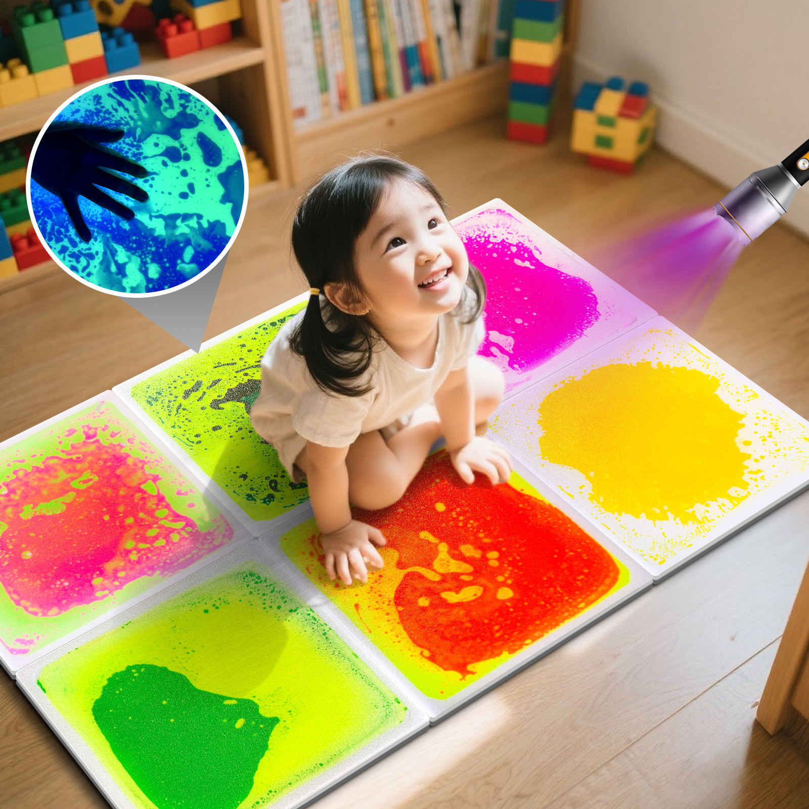  UV Reflective Game Mat Autism Toys Fidget Focus on Liquid Floor Tiles
