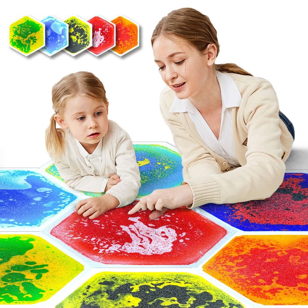 Squeeze Toys Sensory Multi Vision Liquid Floor Tile Non Toxic Kindergarten Gel Liquid Pad Tactile Sensory Irritation Floor Pad