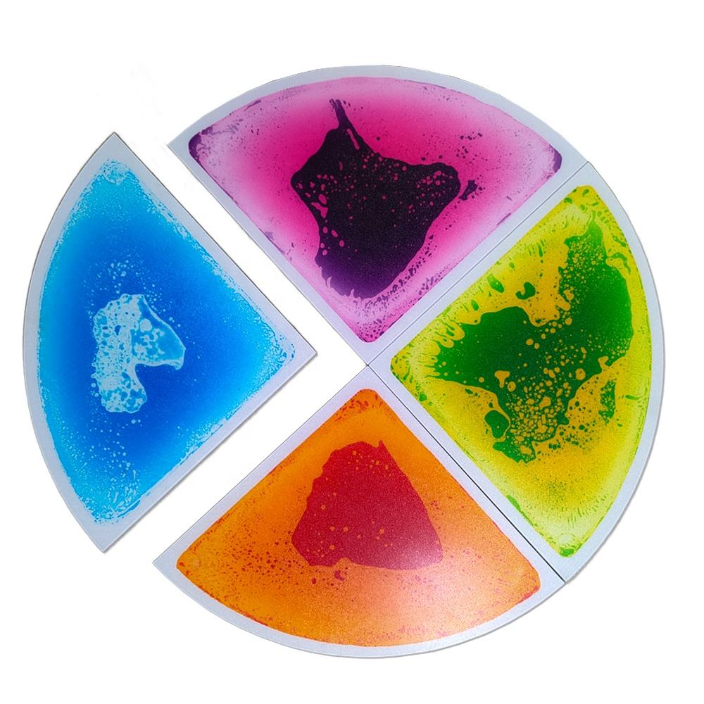 Colorful Play Tiles Early Learning Fan Shape Liquid Sensory Tile Mat for Autism Fidget Kids